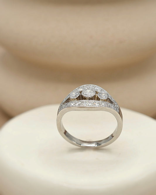 Bague diamants platine esprit Art Deco