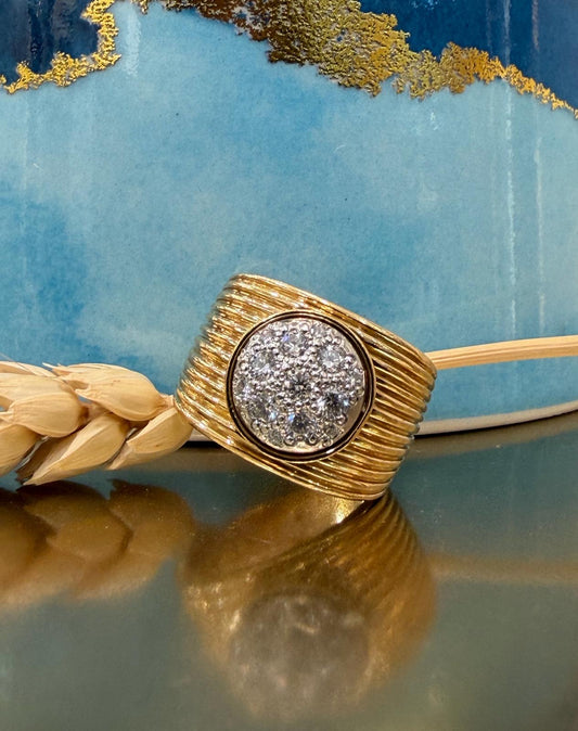 Bague vintage pavage diamants or jaune 18K