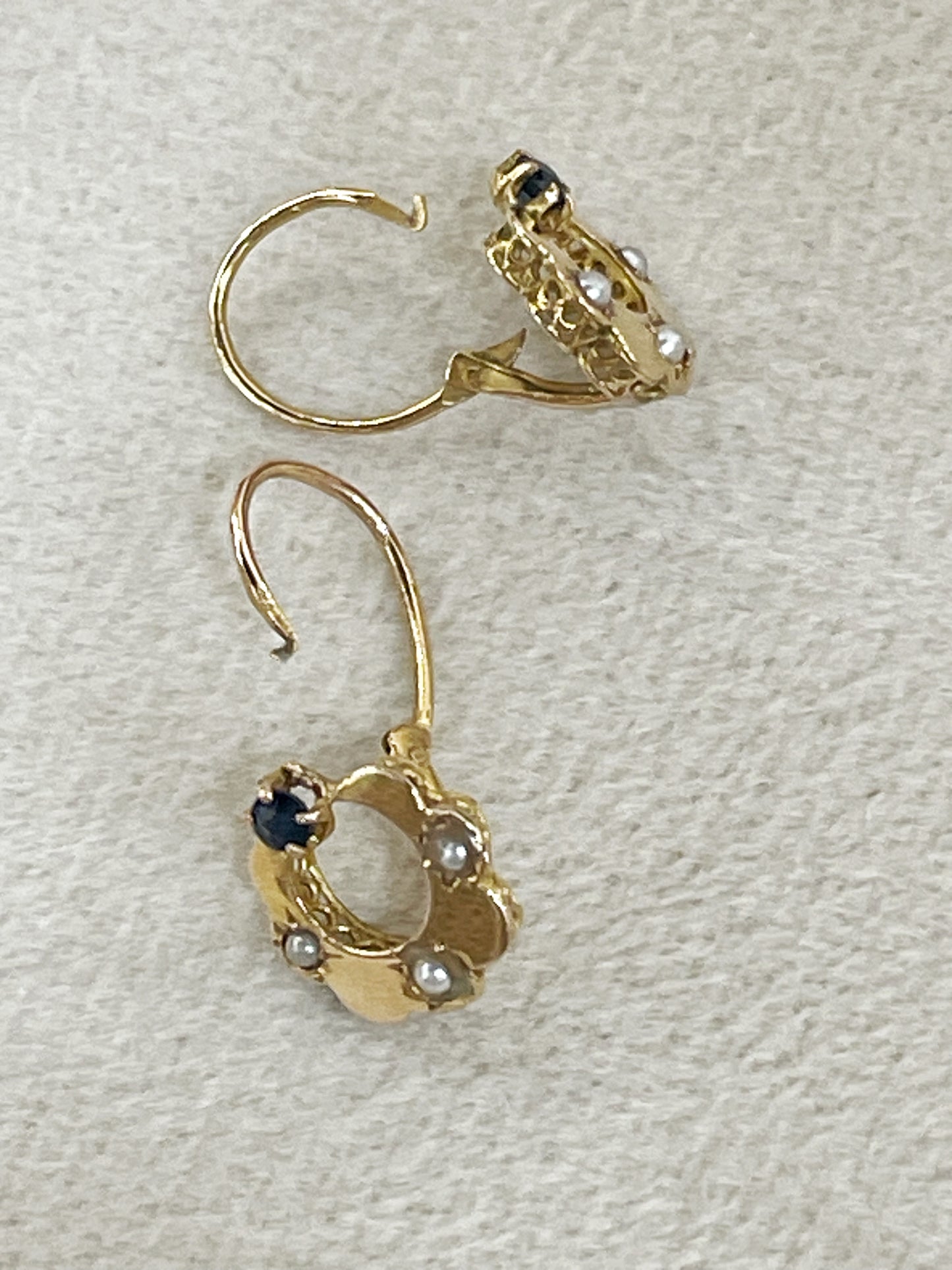 Boucles d'oreilles vintage perles fines or jaune 18K
