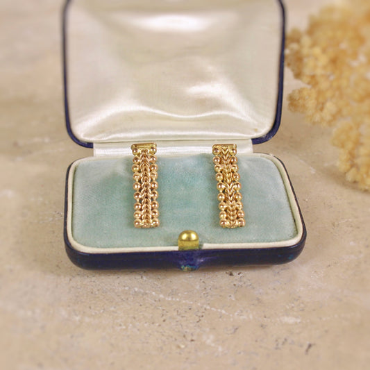 boucles d'oreilles maille vintage en or jaune 18k-Hauteur 2cm