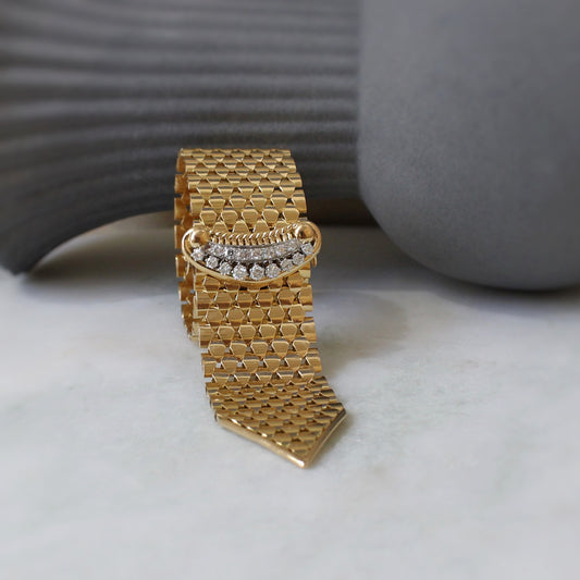 Bracelet ceinture ancien en or jaune et diamants