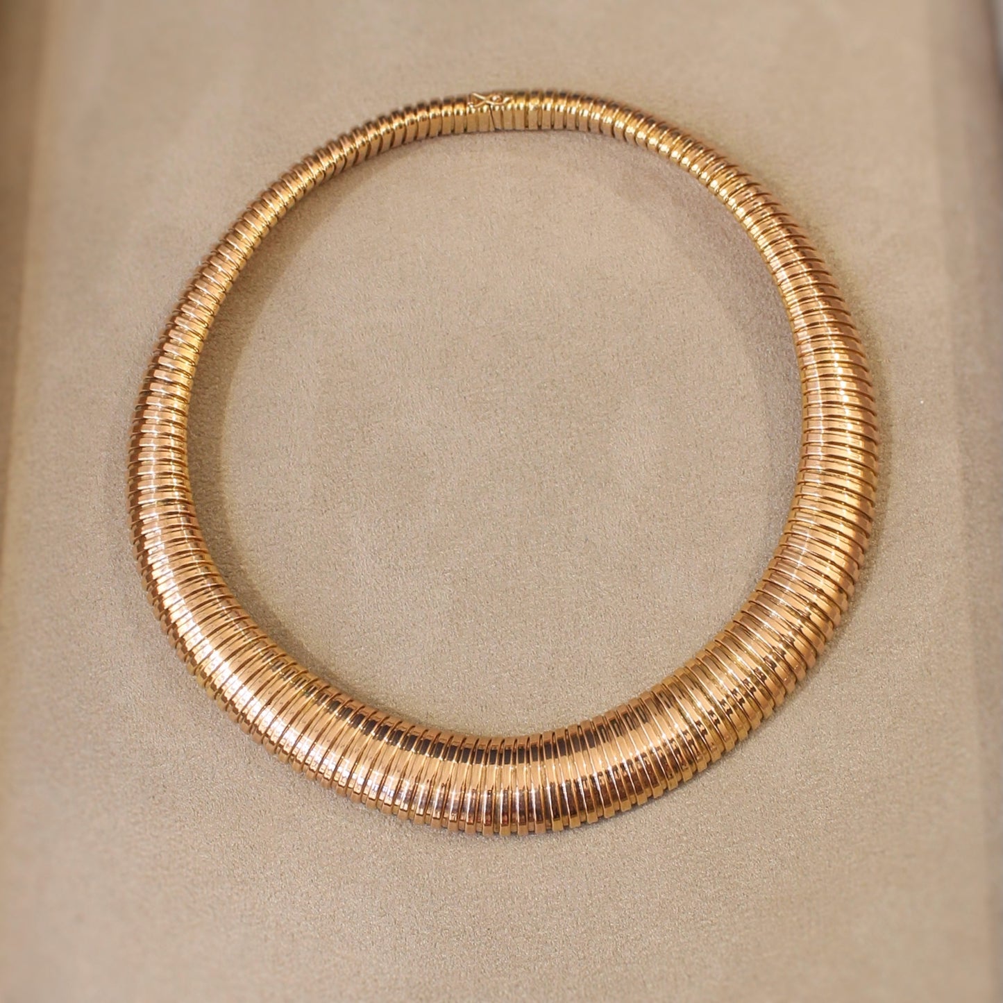 collier ancien vers 1940-collier tubogaz en or rose 18k