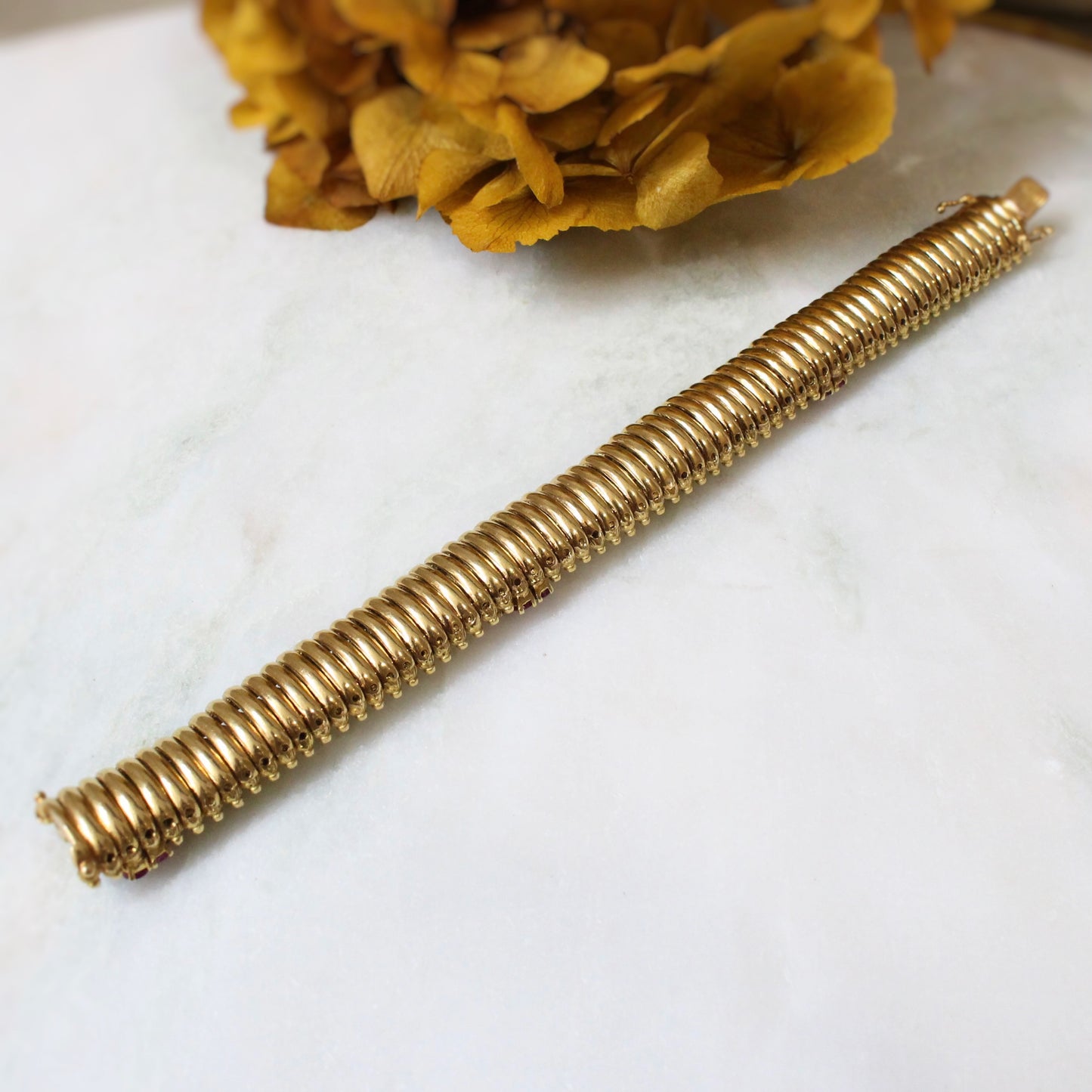 Maille tubogaz sur bracelet vintage vers 1950