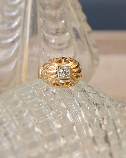 bague dome ancienne-vers 1940-or et diamant