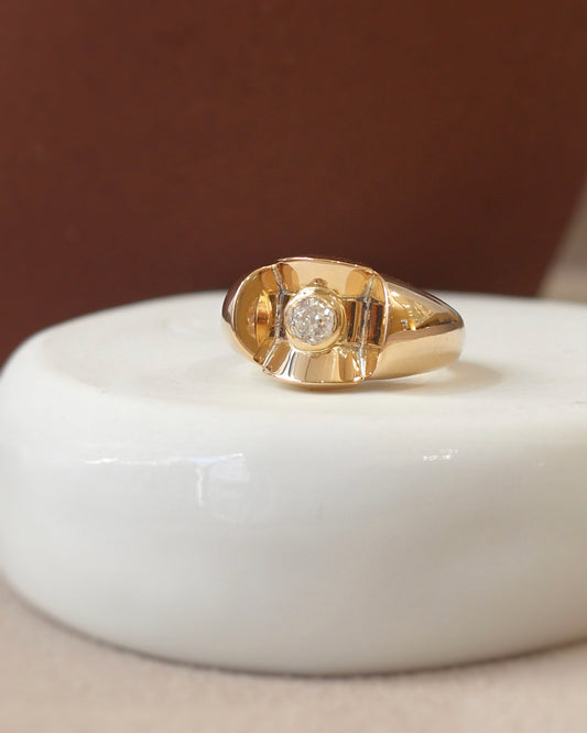 bague tank ancienne en or rose et diamant