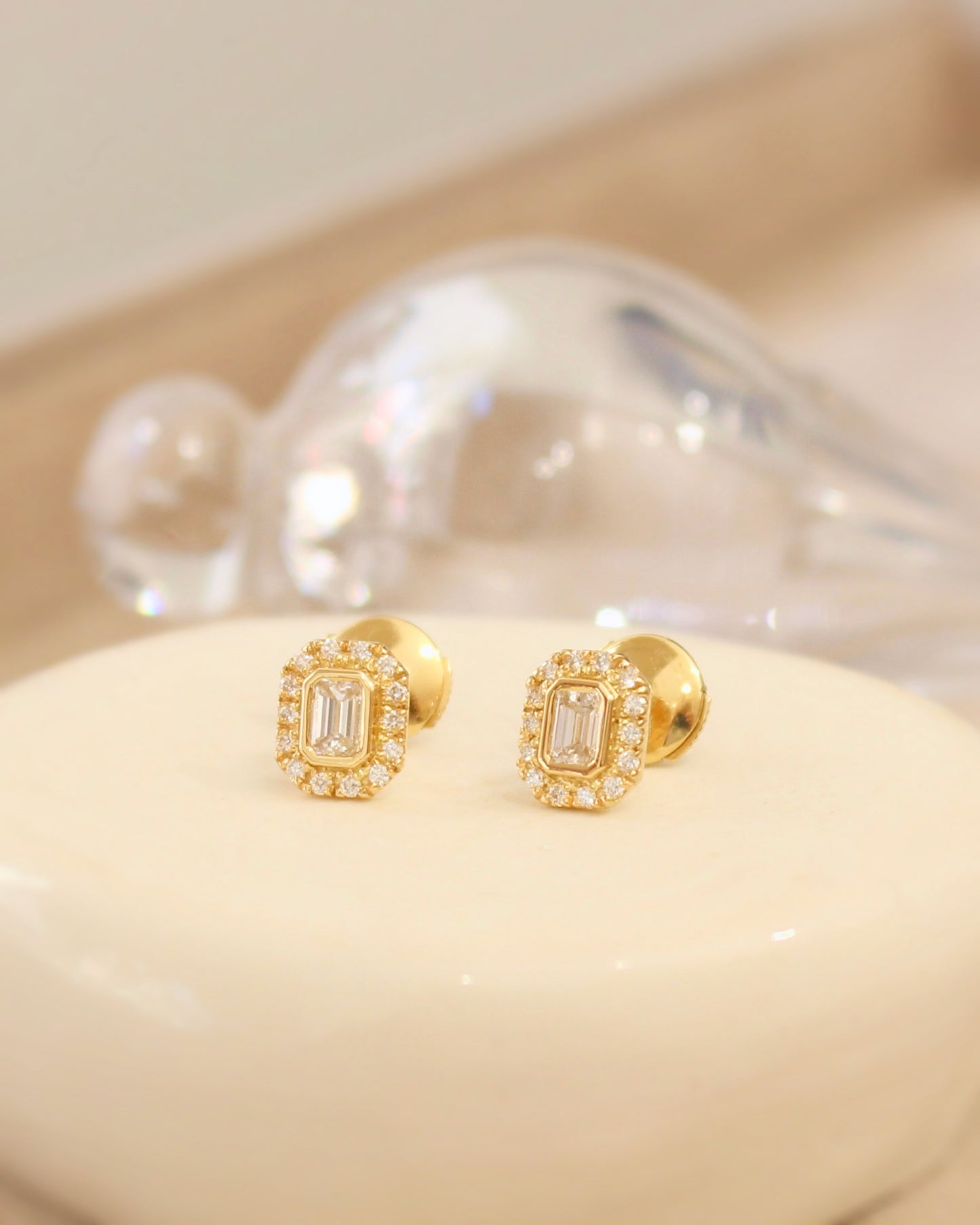 boucles d'oreilles pour femme design Art Déco-diamants sur or jaune
