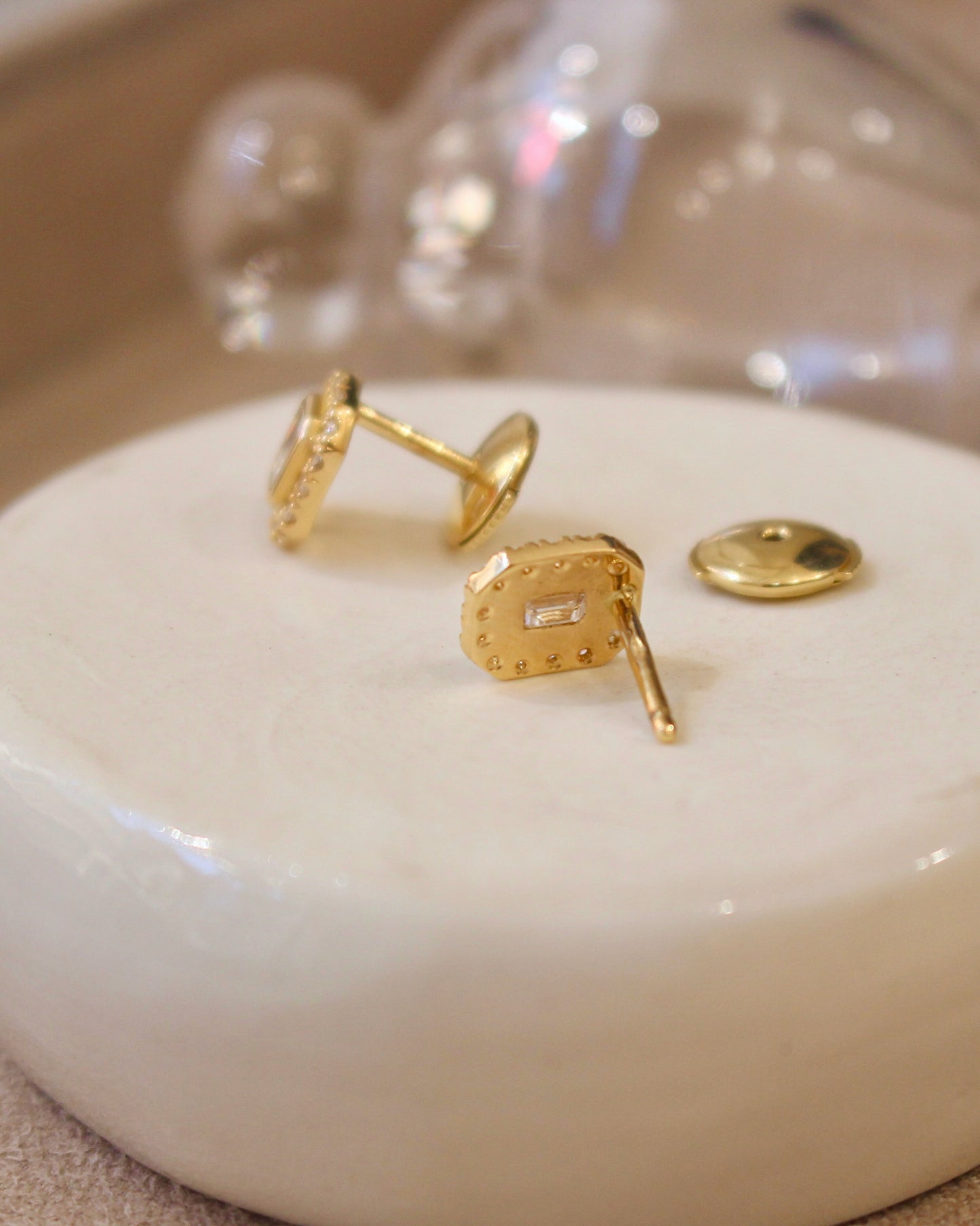 Boucles d'oreilles diamants taille émeraude - Or jaune 18k