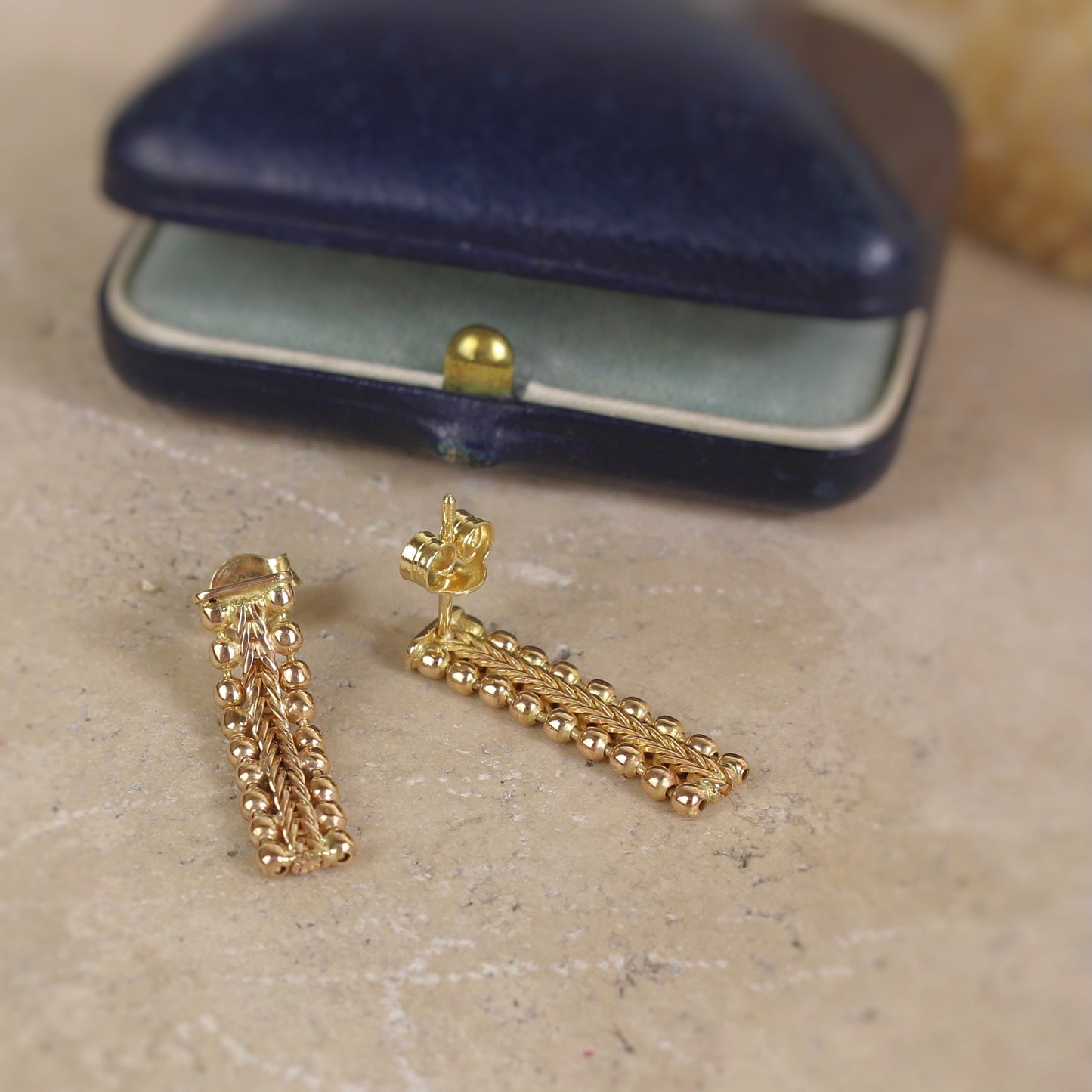 boucles d'oreilles originales pour femme en or jaune 18k-chaine maille plate-hauteur 2cm