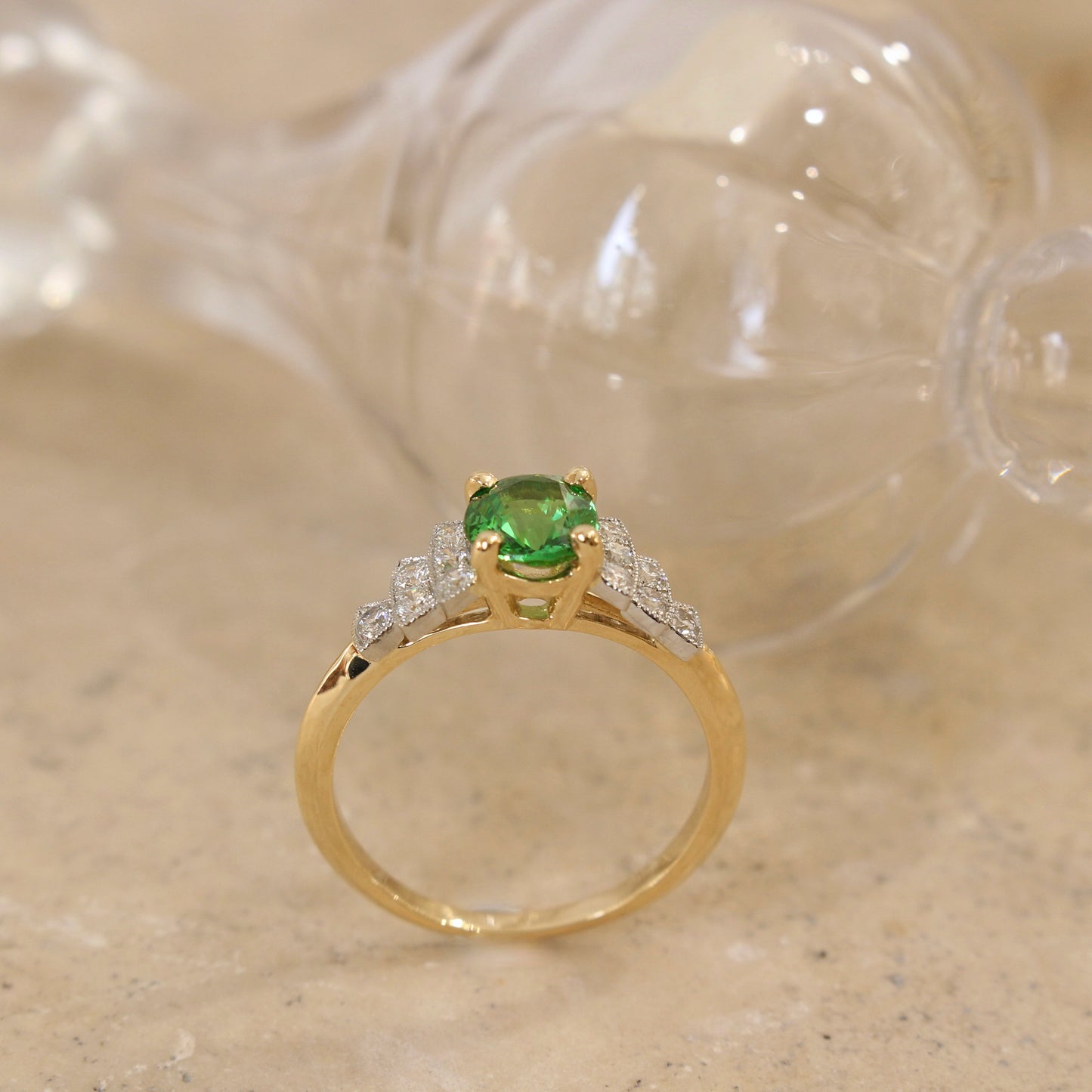 grenat tsavorite diamants -bague art déco