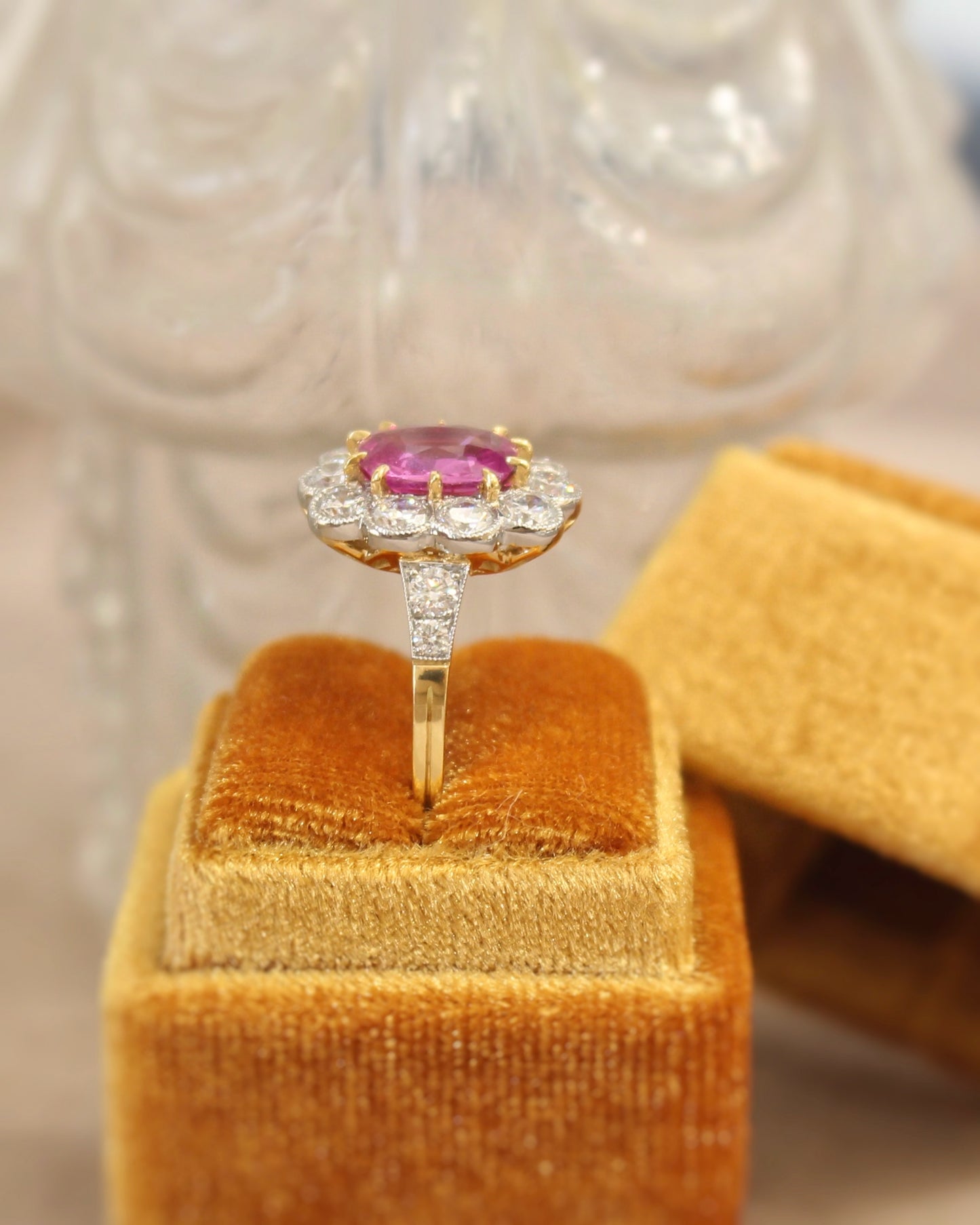 Bague marguerite Saphir rose