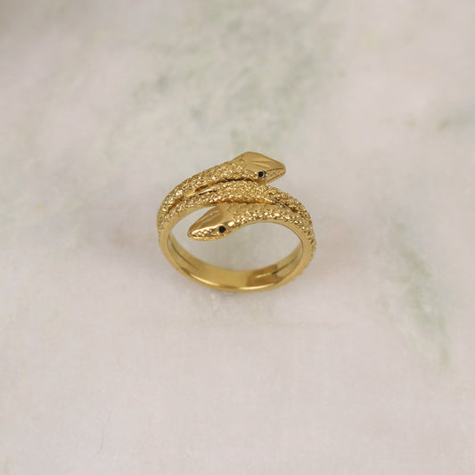 bague serpent entrelassé en or jaune 18 carats