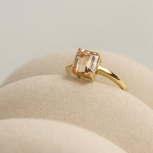 Bague solitaire Tourmaline Pêche