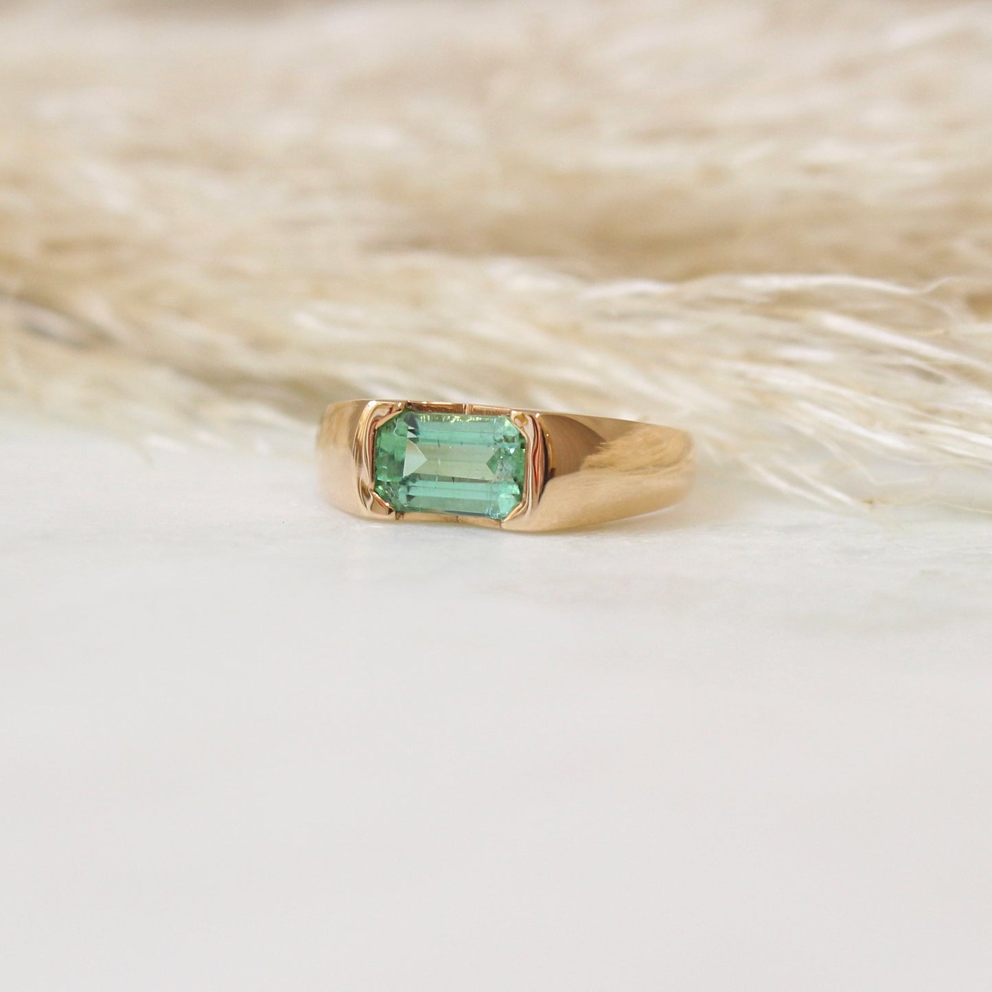 bague jonc tourmaline verte en or rose