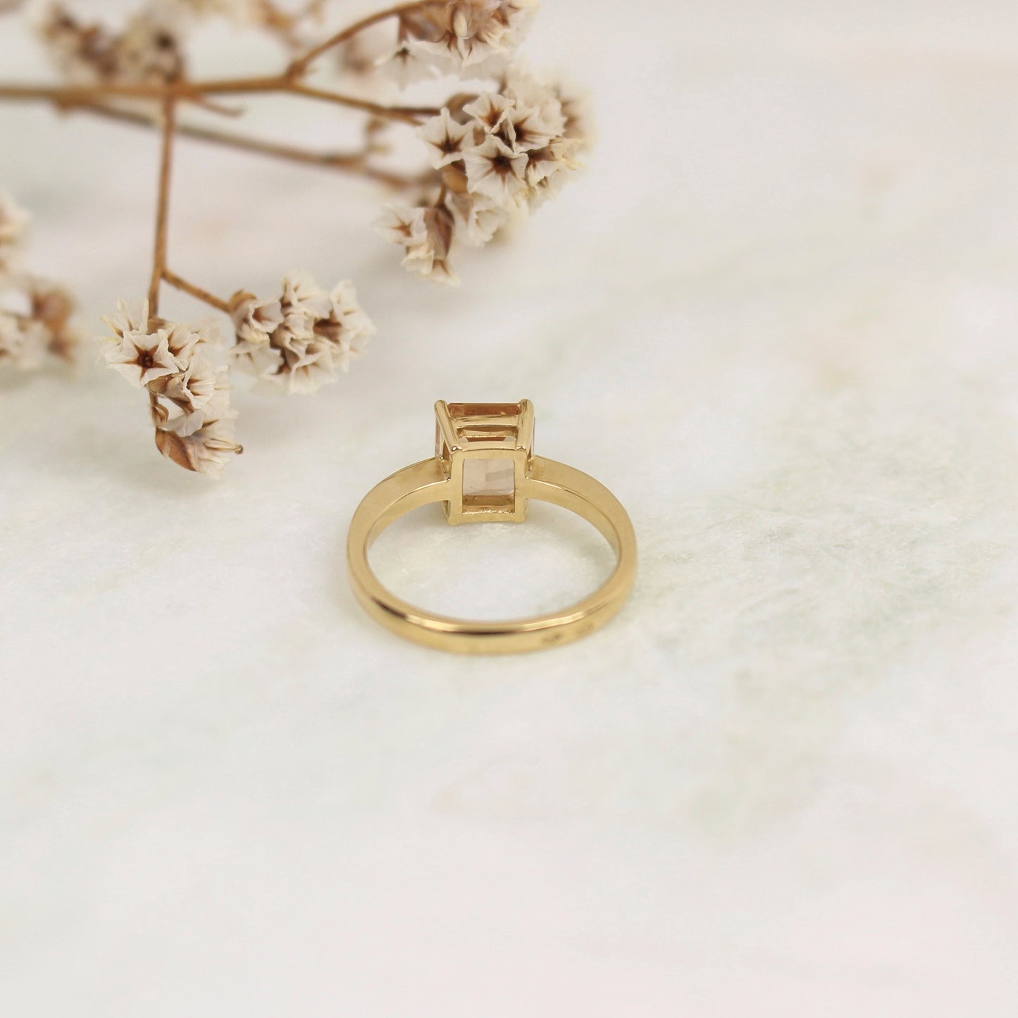 Bague solitaire Tourmaline Pêche