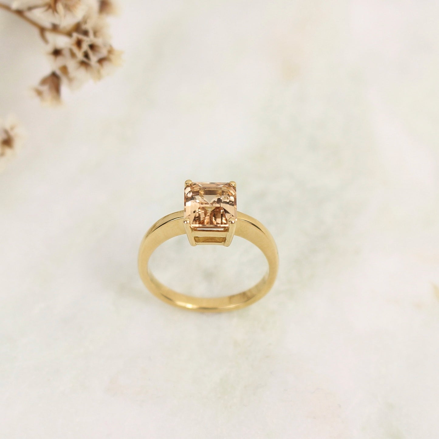 Bague solitaire Tourmaline Pêche
