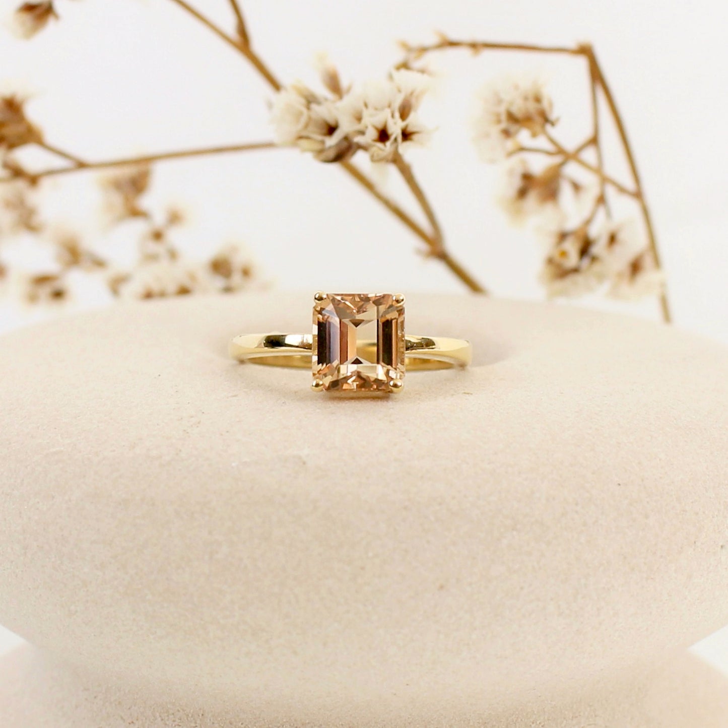 Bague solitaire Tourmaline Pêche