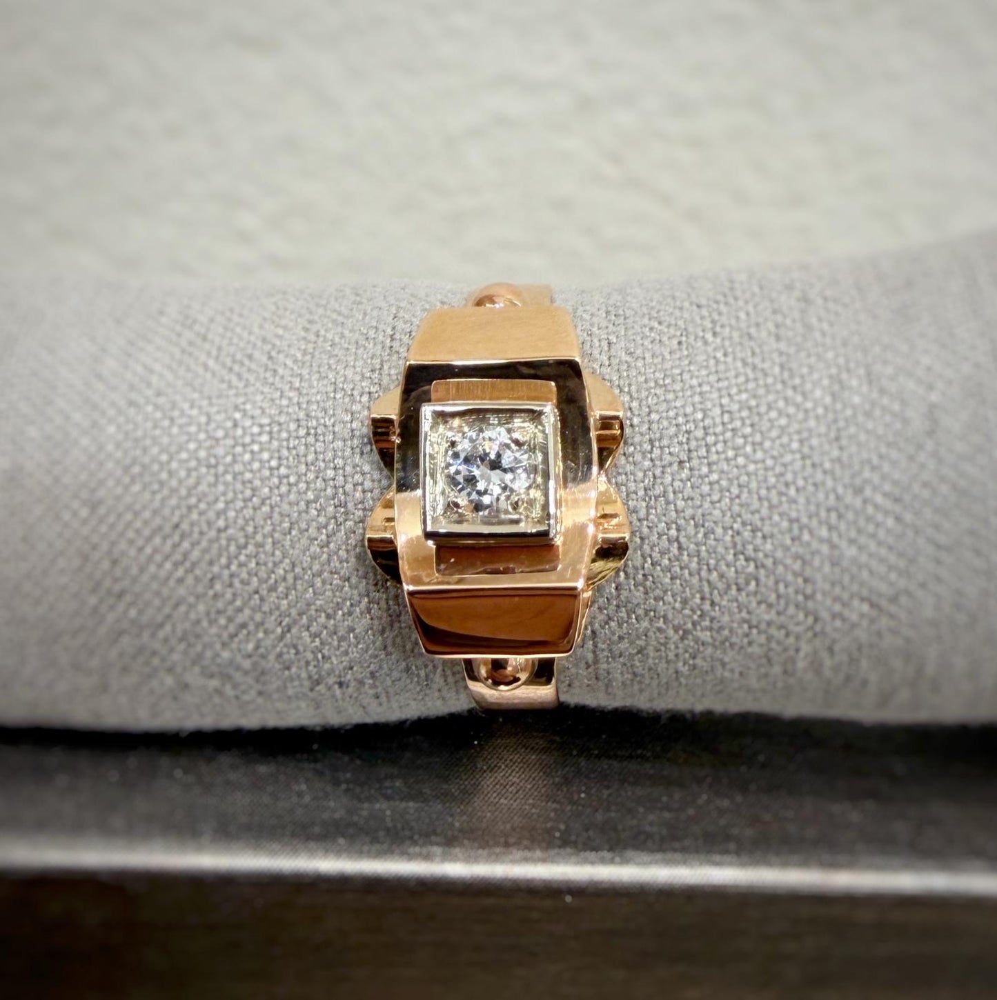 Bague Tank années 40 Or rose 18K