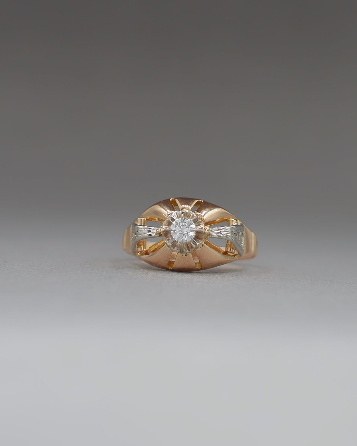 Bague Tank diamant or rose 18K