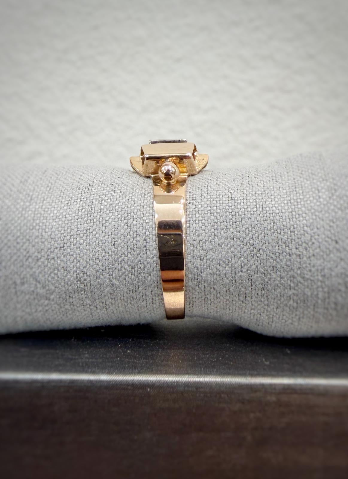 Bague Tank or rose 18K diamant