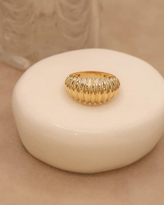 Bague a godrons or jaune 18K
