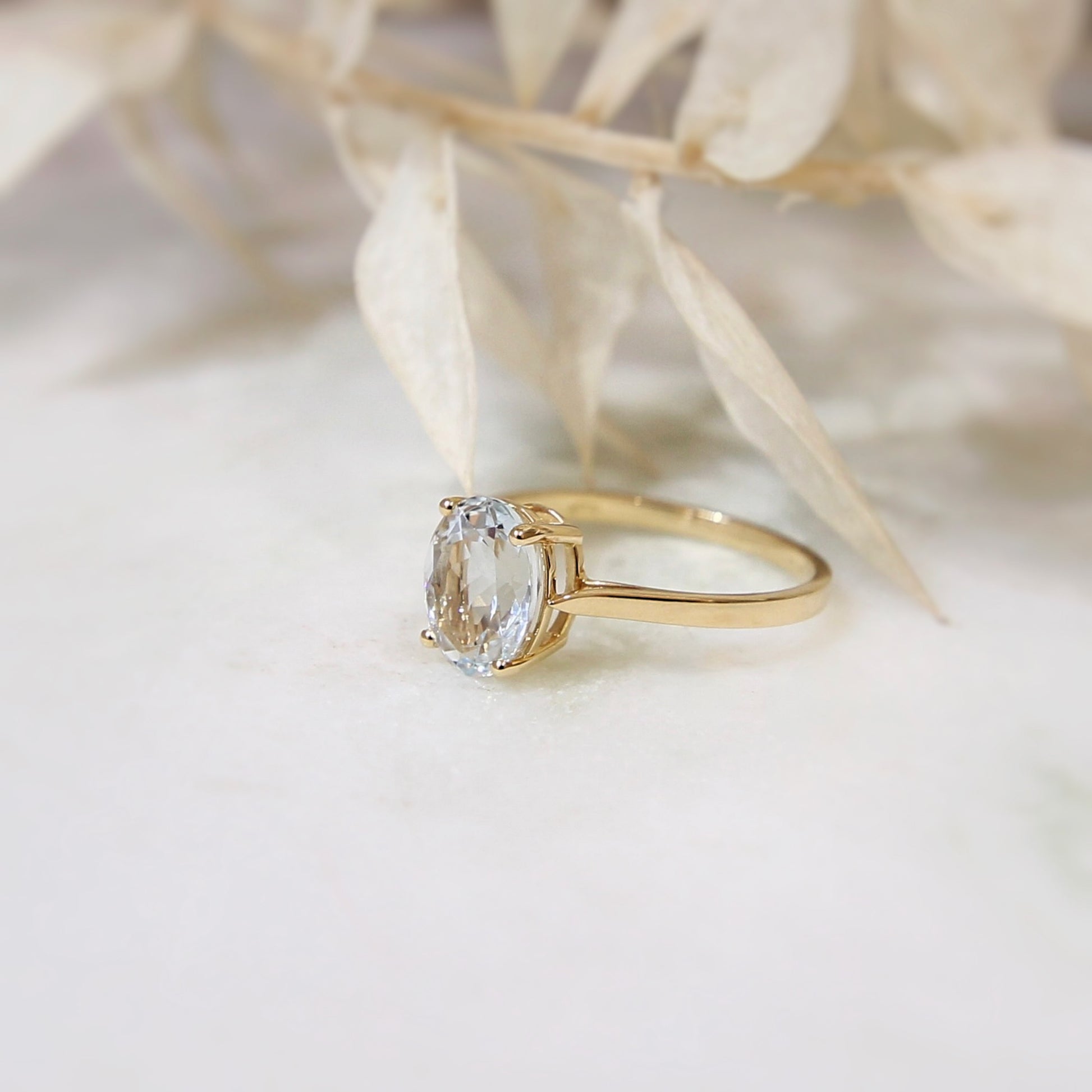 bague aigue marine sur or jaune 18K