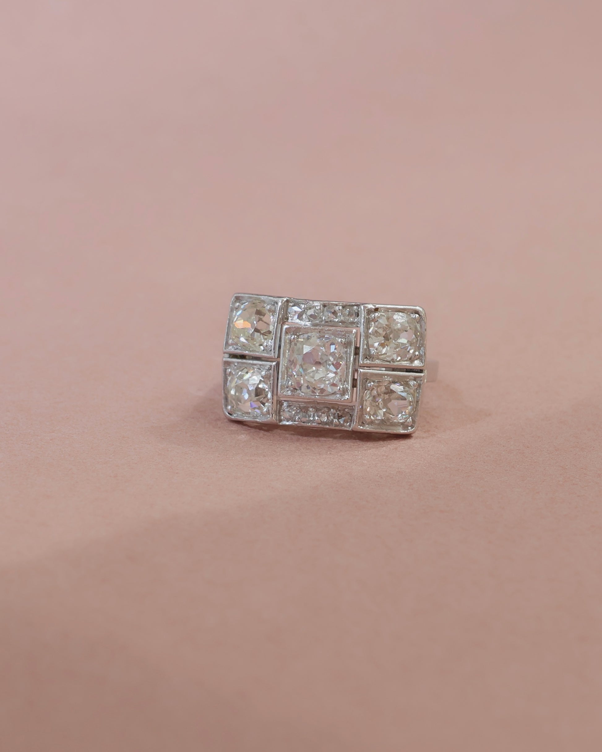 Bague ancienne epoque Art deco diamants or 18K