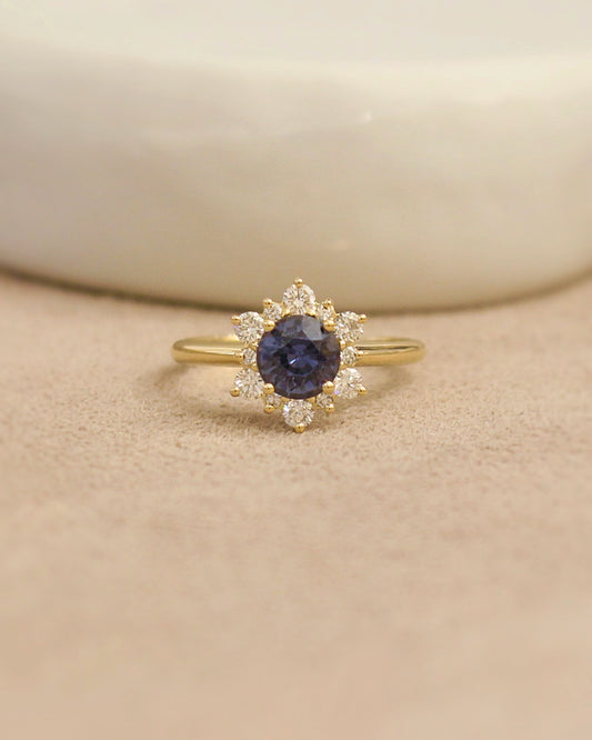 Bague entourage spinelle diamants