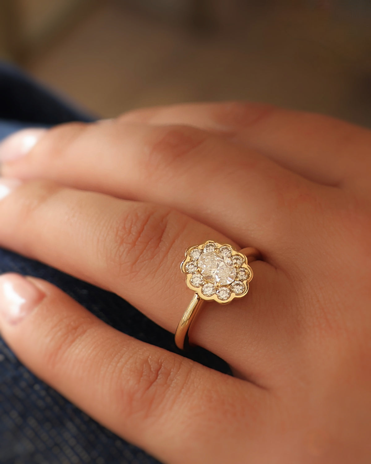 Bague fleur diamants or 18K 
