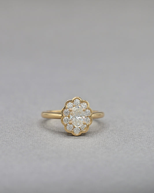 Bague marguerite diamants or 18K