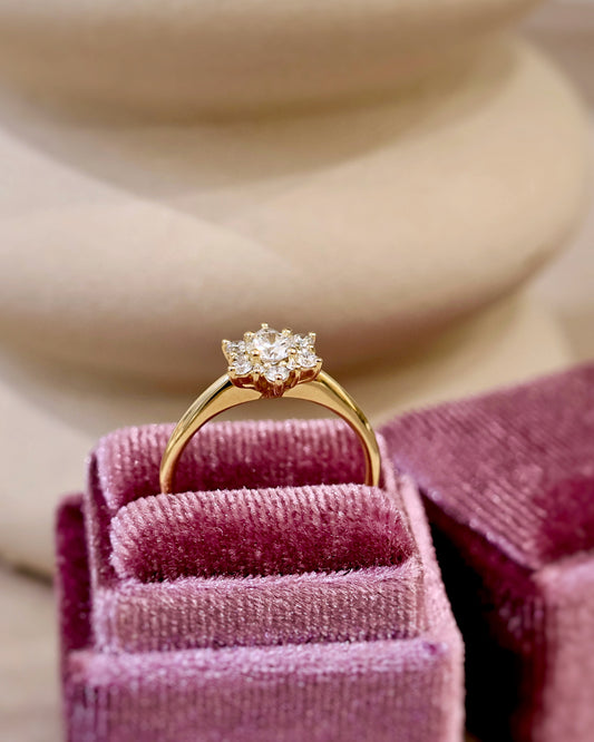Bague marguerite diamants or jaune 18K