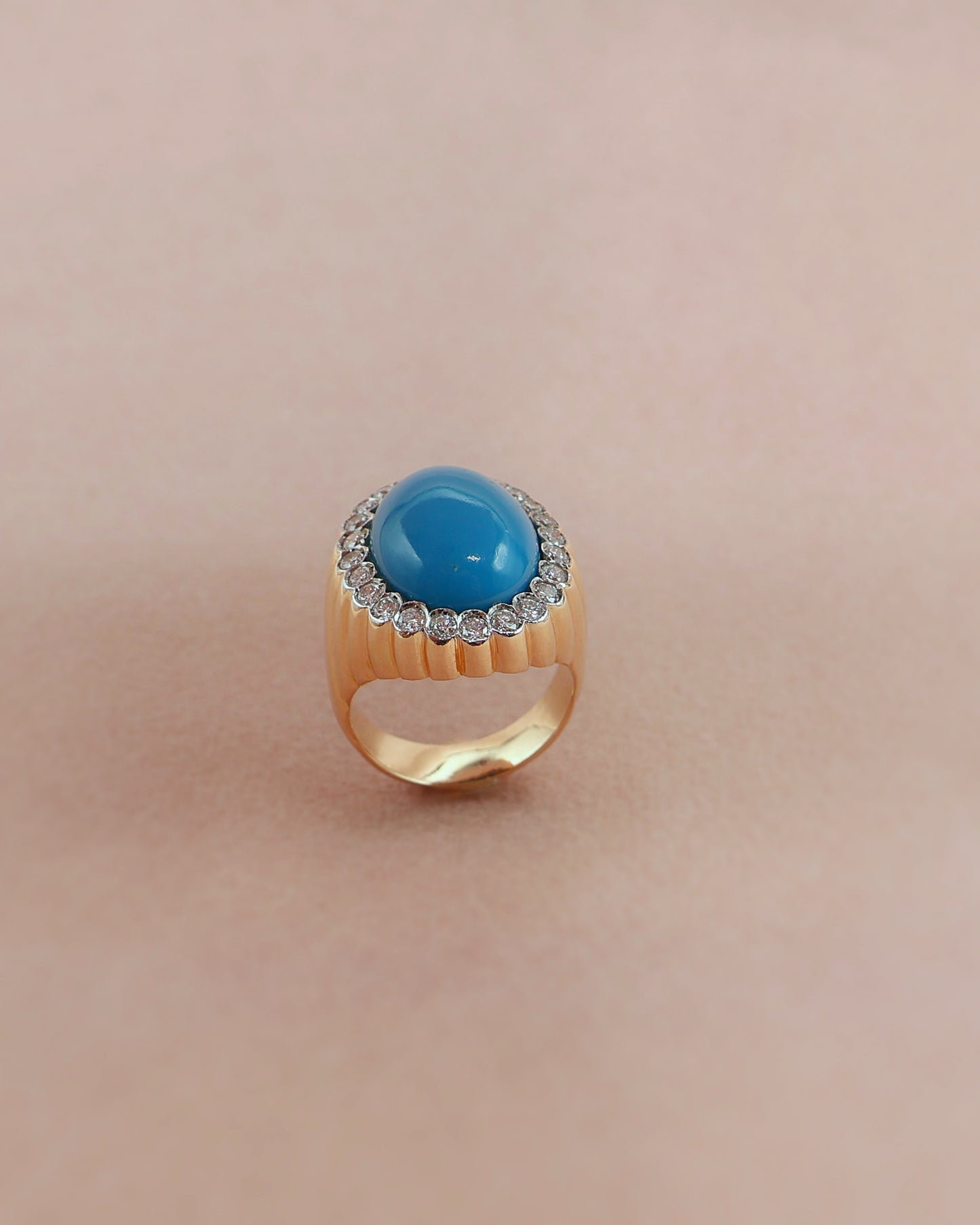 Bague or jaune 18K turquoise et diamants