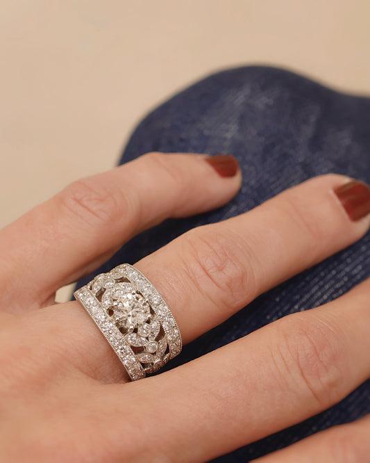 Bague ruban diamants platine