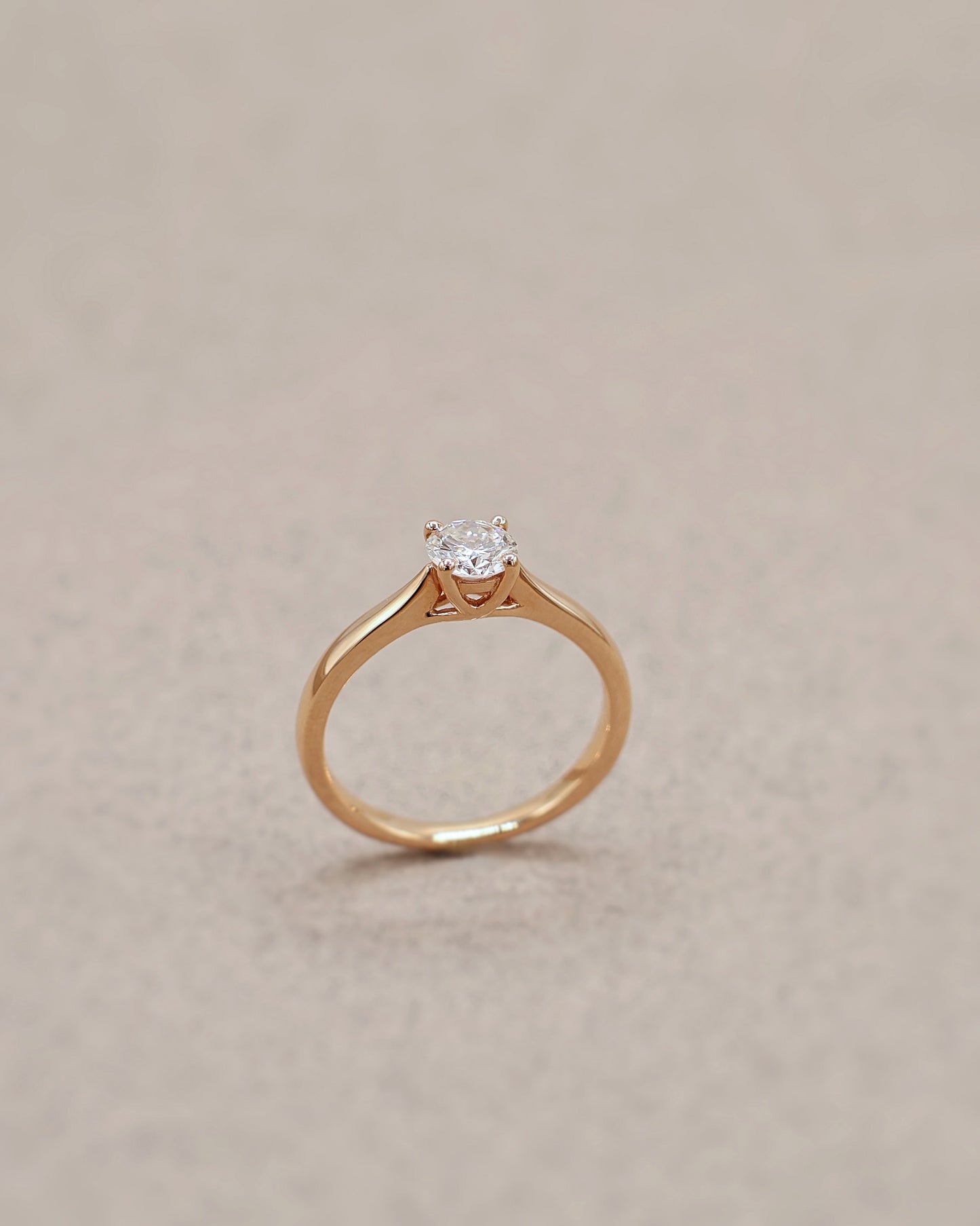 Bague solitaire diamant or rose 18K