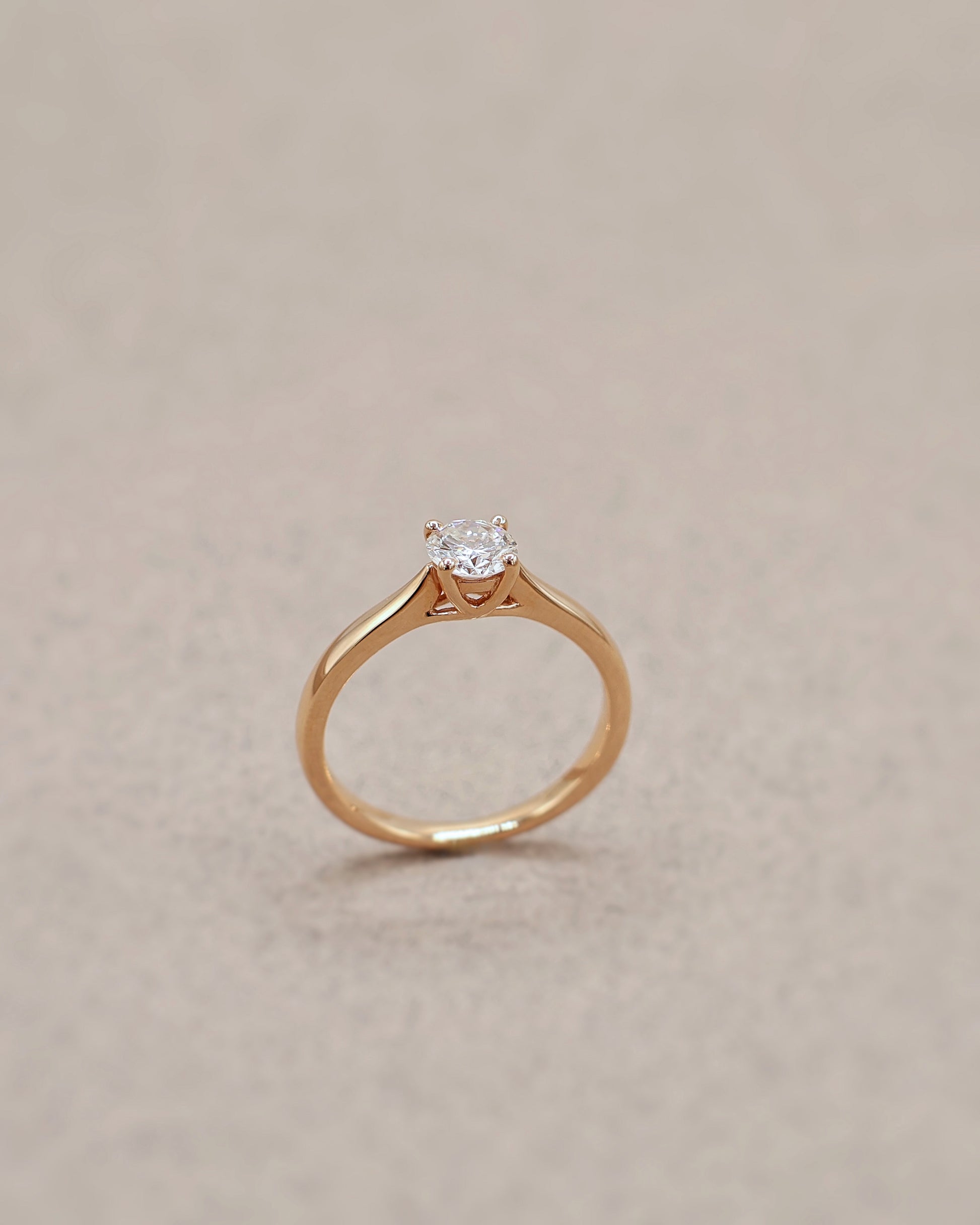 Bague solitaire diamant or rose 18K