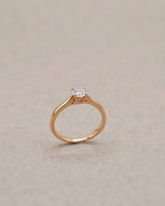 Bague solitaire diamant or rose 18K