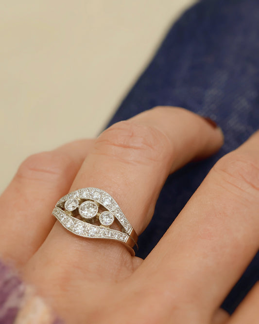 Bague trilogie diamants platine