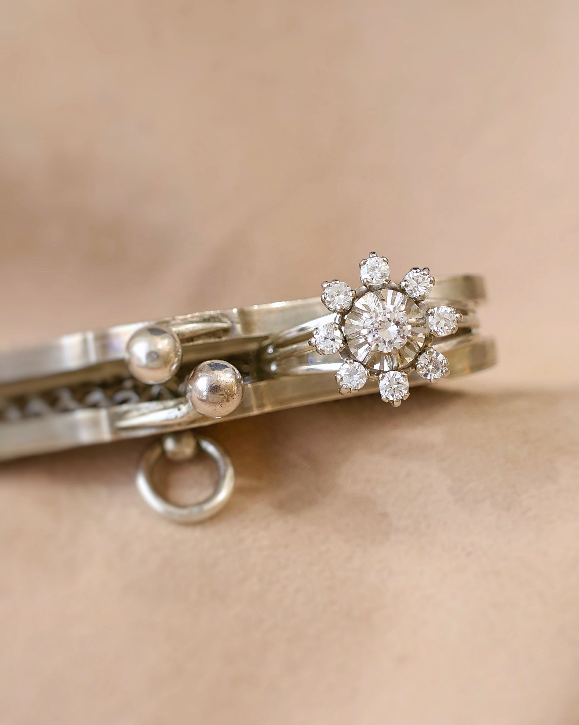 Bague vintage marguerite diamants or 18K
