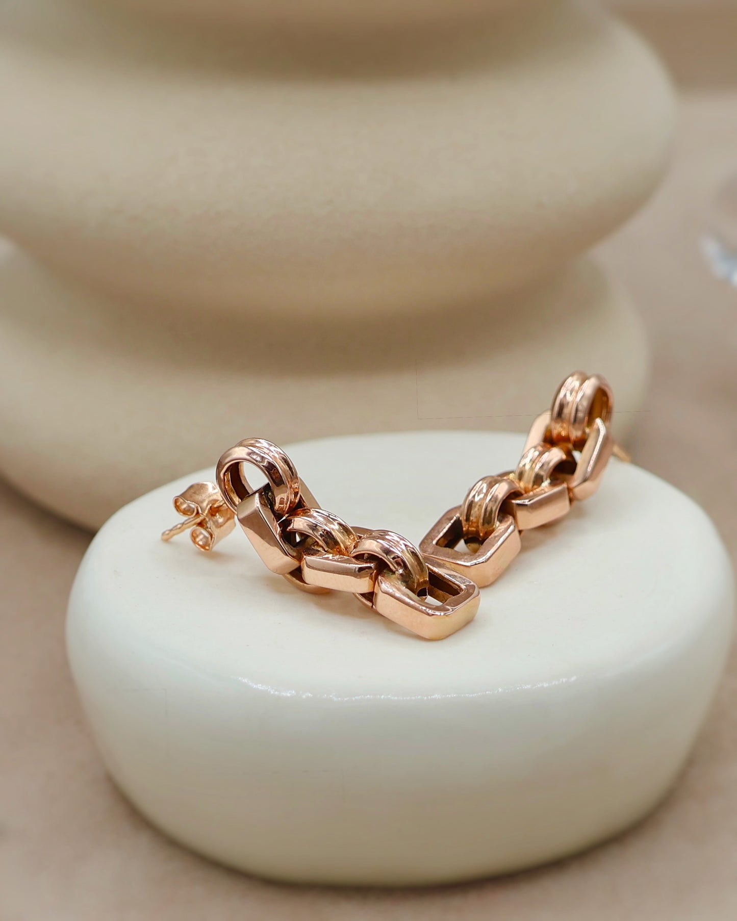 Boucles d'oreilles à maillons années 40 or 18K