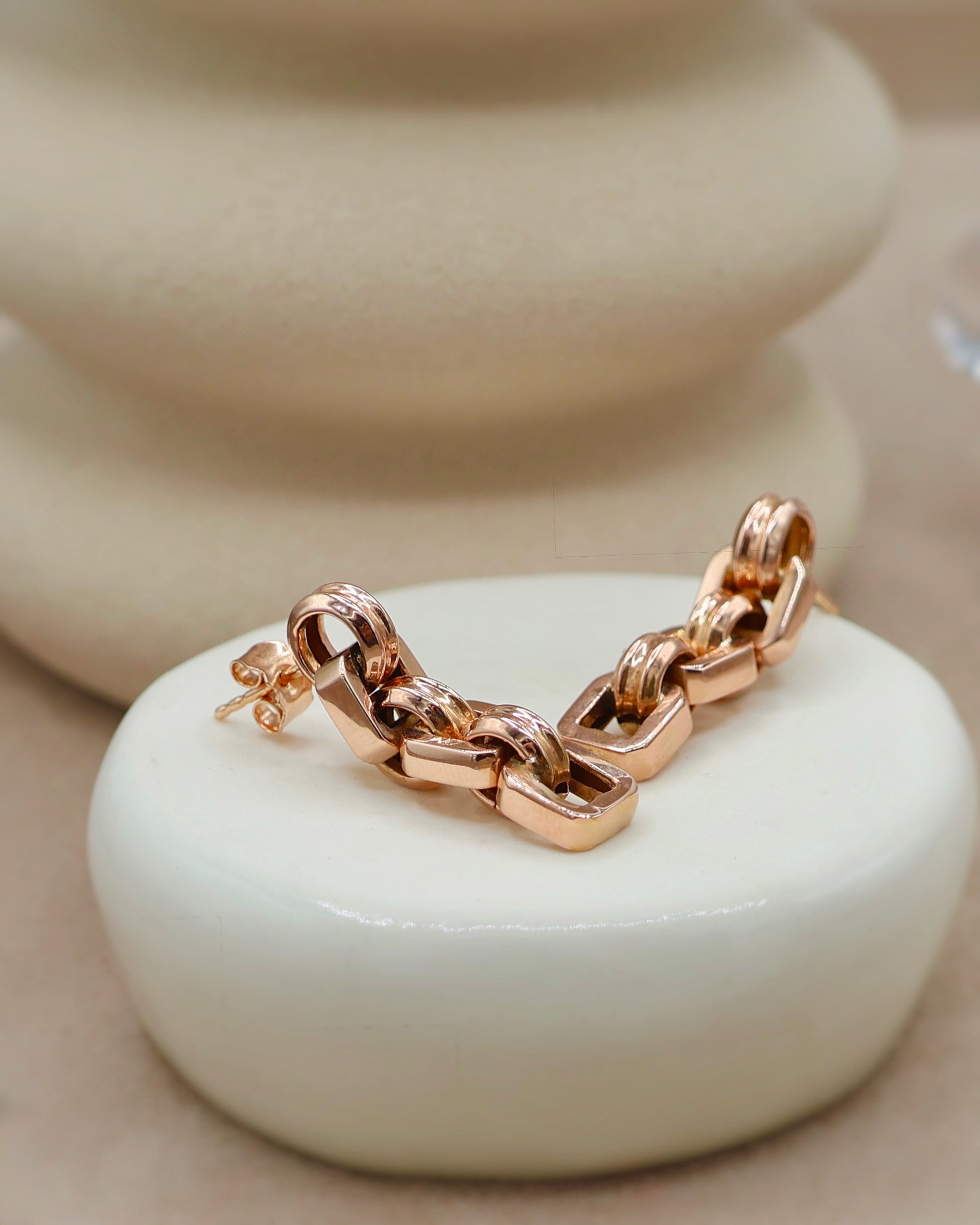 Boucles d'oreilles à maillons années 40 or 18K