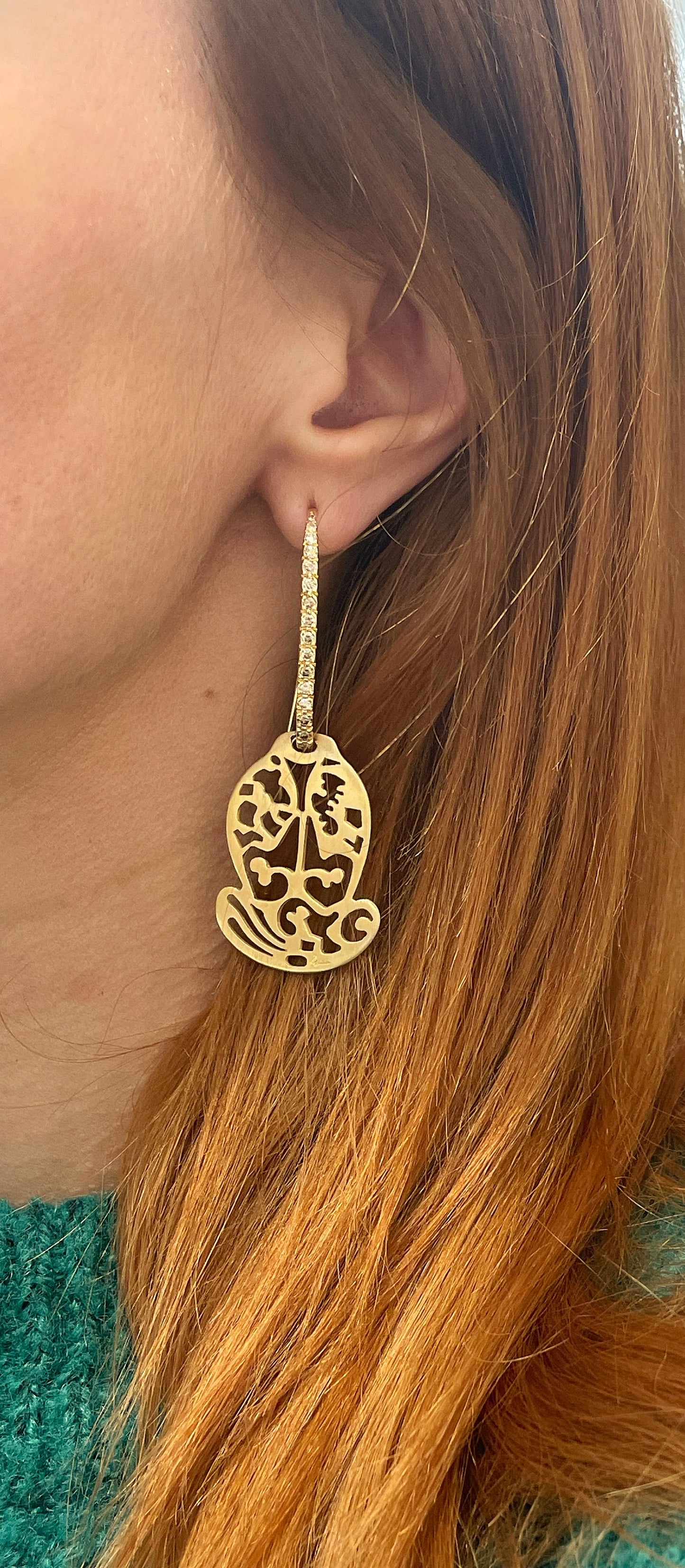 Boucles d'oreilles années 2000 Pomellato Ming  diamants bruns or rose 18K