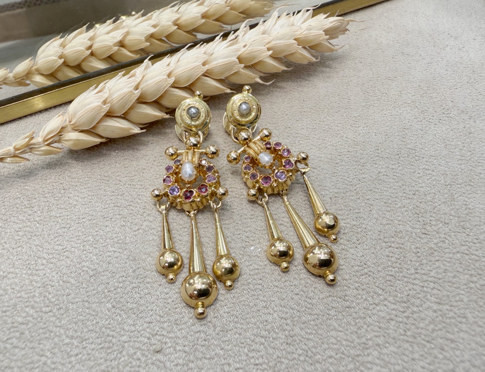 boucles d'oreilles or jaune début du XX 