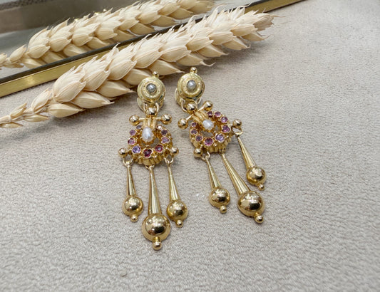 boucles d'oreilles or jaune début du XX 