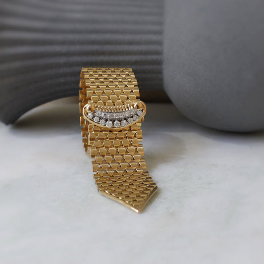 Bracelet ceinture ancien en or jaune et diamants