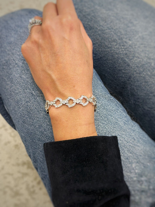 Bracelet maillons graphiques platine et diamants  