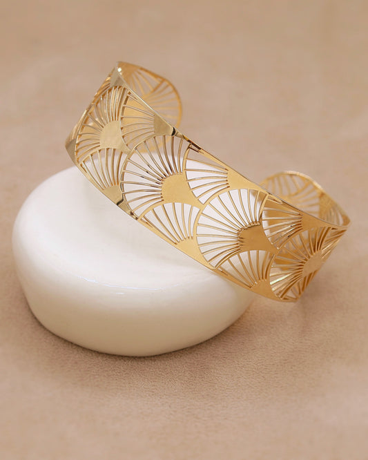 Bracelet manchette à motifs or jaune 18K