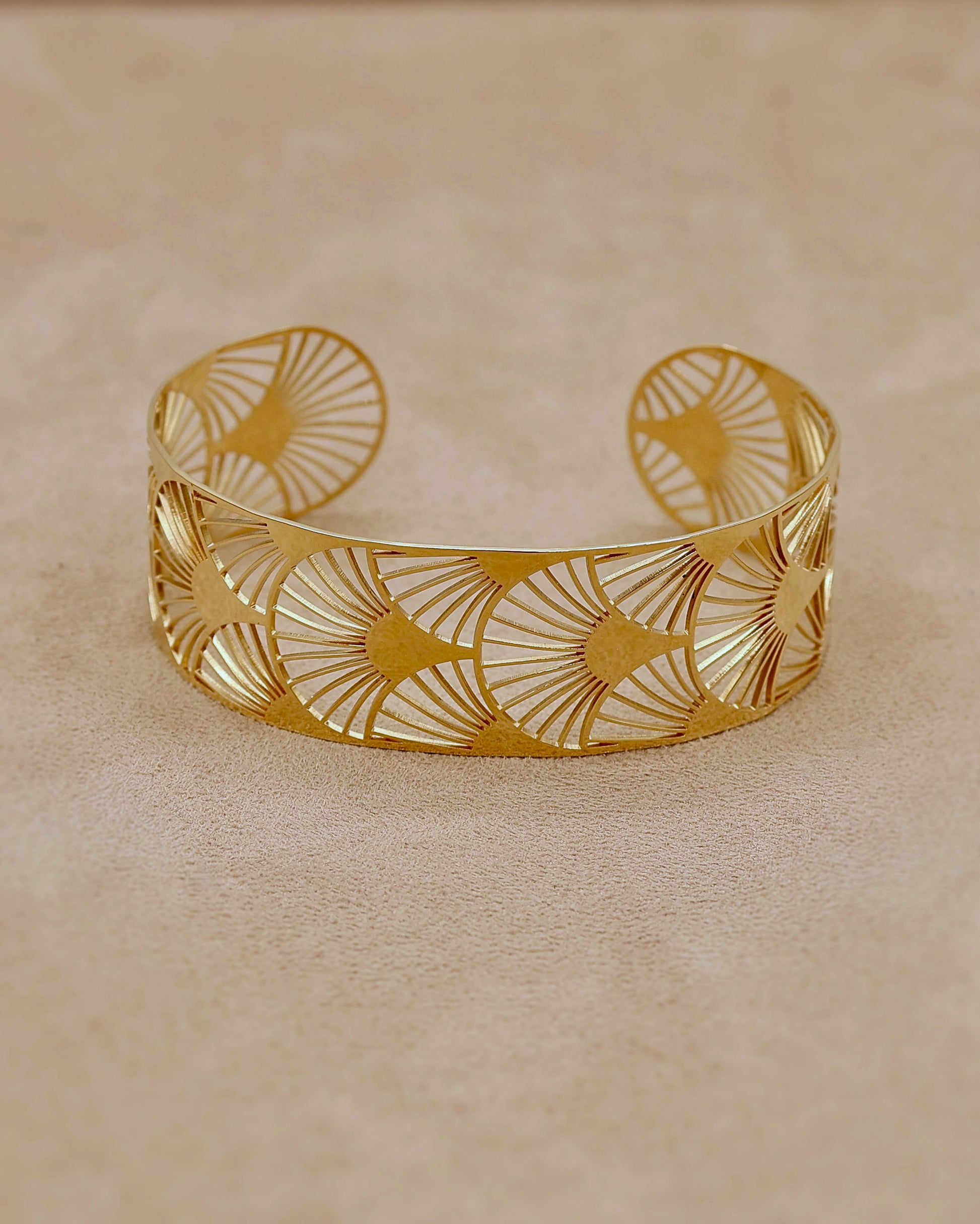 Bracelet manchette inspiration Art Deco or jaune 18K