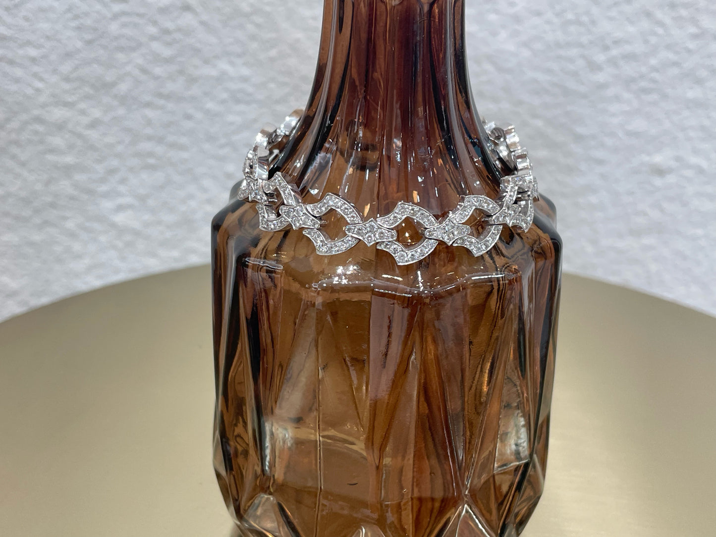 Bracelet souple platine et diamants inspiration Art déco