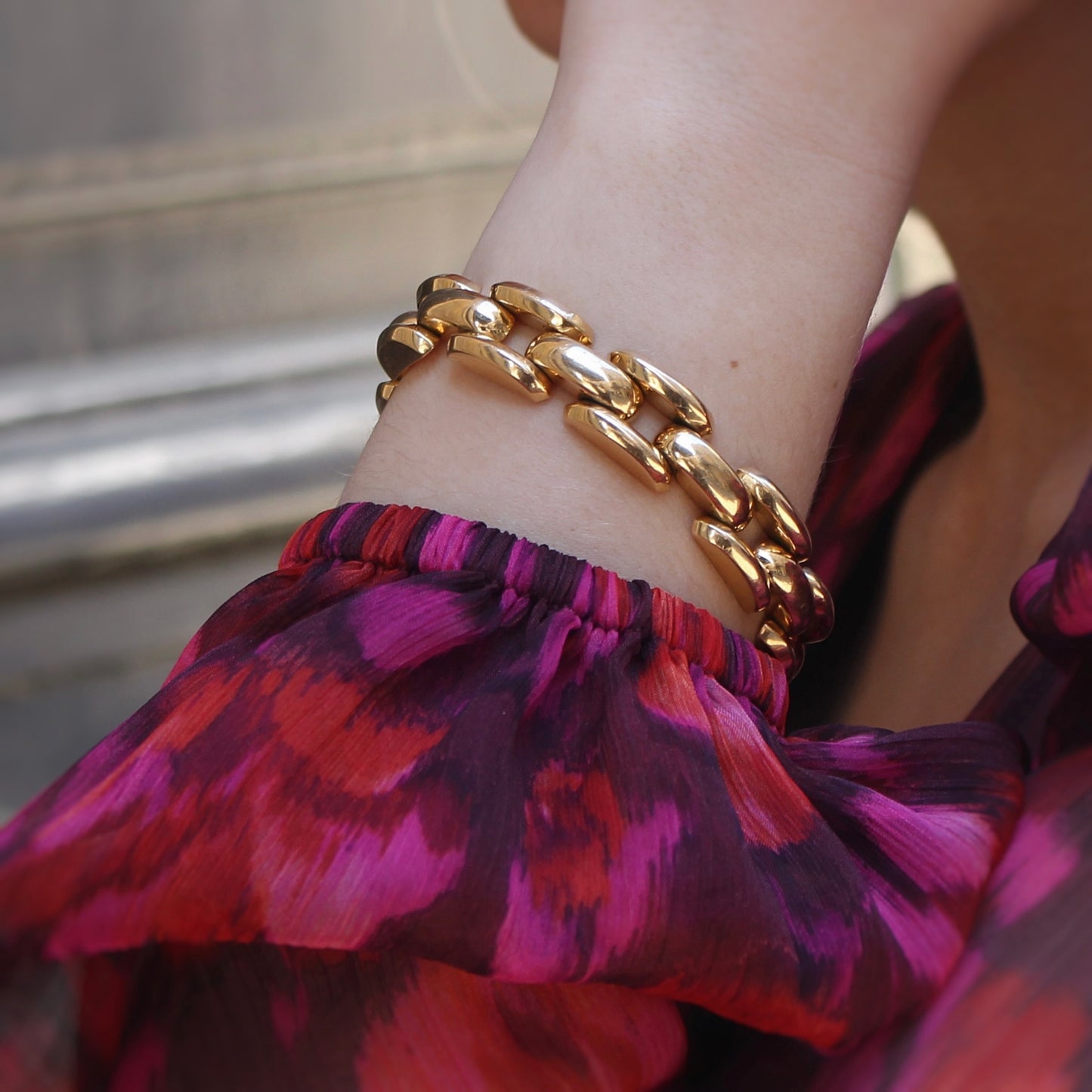Bracelet tank-bracelet ancien des années 40 en or jaune 18k