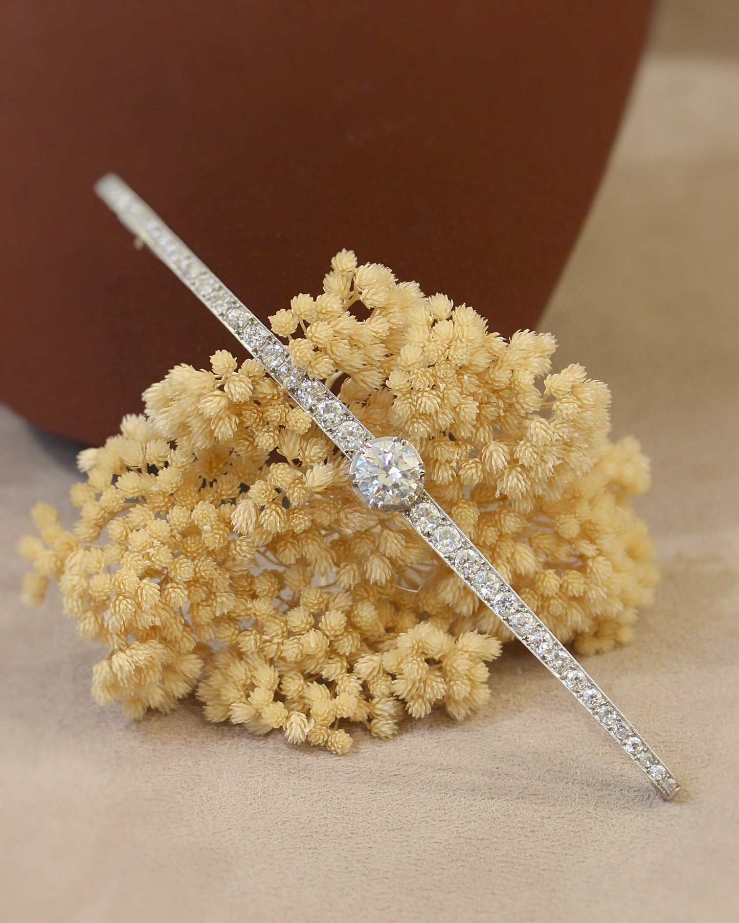 broche barette art déco -broche ancienne tout diamants sur platine - vers 1920