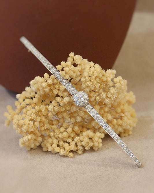 broche barette art déco -broche ancienne tout diamants sur platine - vers 1920